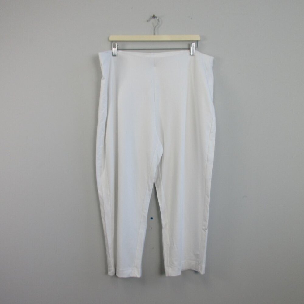 J Jill Slim Leg Cropped Pants Women 2X White Pima Cotton Rayon Casual Beach 338